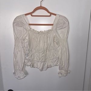 Squareneck Ruffled Blouse